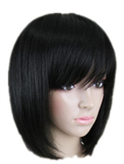 Black Wig Fei-Show Synthetic Heat Resistant Fiber Wavy Hair Student Bob Hairpiece Peruca Pelucas Costume Cos-play Short Peruca ► Photo 1/3