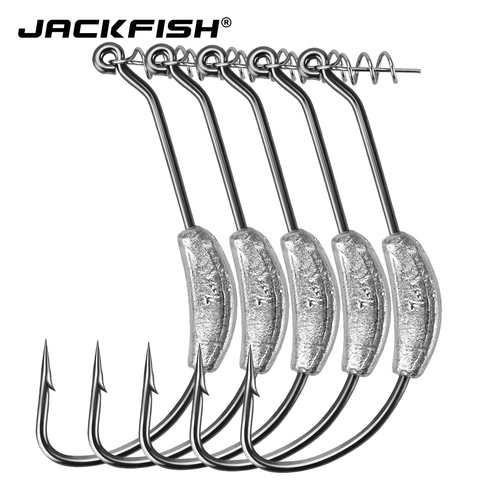 JACKFISH Lead Jig Head Barbed Hook 2g/2.5g/3g/5g/7g Fishing Hook 5Pcs/lot Soft Worm Grank Hook Crankbait For Carp Fishing Tackle ► Photo 1/6