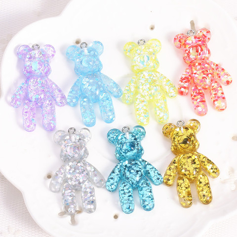 20pcs 28*45mm DIY shiny Violent bear flat back resin charms necklace pendant keychain charms for DIY decoration ► Photo 1/4
