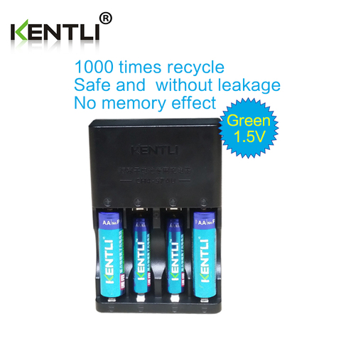 KENTLI 4pcs 1.5v aa aaa 3000/ 1180mWh  Rechargeable Li-ion Li-polymer Lithium battery + 4 slots AA AAA lithium Smart Charger ► Photo 1/6