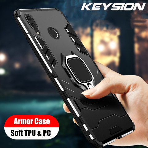 KEYSION For Samsung Galaxy M20 M30 Case Ring Holder Armor Soft Silicone Bumper For M30 Phone Case Finger Ring shockproof Fundas ► Photo 1/6