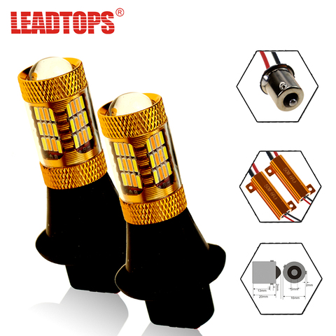 LEADTOPS 2pcs Front Turn Signal Brake Lights Source 54 SMDS T20 LED 1156 12V 4014 Chip Car LED Dual-Color DRL Signaling Lamp CB ► Photo 1/6