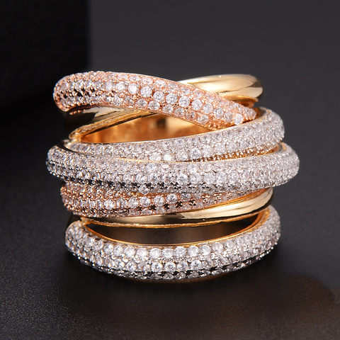 GODKI  Monaco Designer Luxury Twist Lines Geometry Cubic Zironium Engagement Dubai Naija Bridal Finger Rings Jewelry Addiction ► Photo 1/6