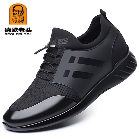 2022 Men's Shoes Quality Lycra+ Cow Leather Shoes Brand 6CM Increasing British Shoes New Summer Black Man Casual Height Shoes ► Photo 1/6