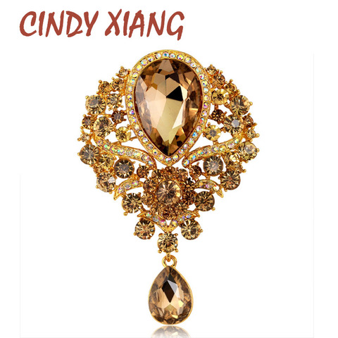 CINDY XIANG Large Crystal Water-drop Brooches for Women Vintage Fashion Pendant Style Elegant Wedding Pins Party Jewelry Brooch ► Photo 1/6