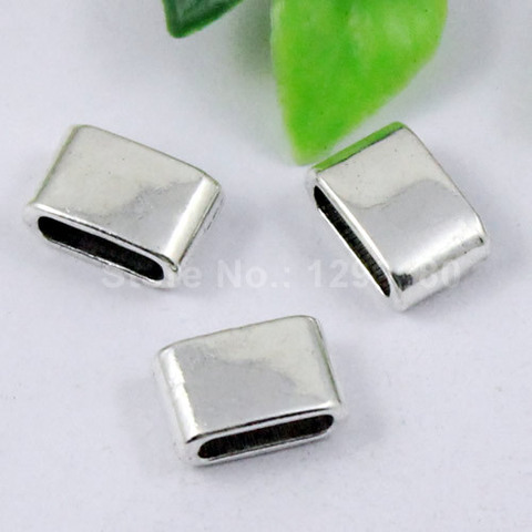 50pcs Silver Tone Slider Flat Tube for Bracelet Necklace Cord  watch Chain Beads DIY Making Accessory 12x8mm Hole: 9x3mm K01221 ► Photo 1/1