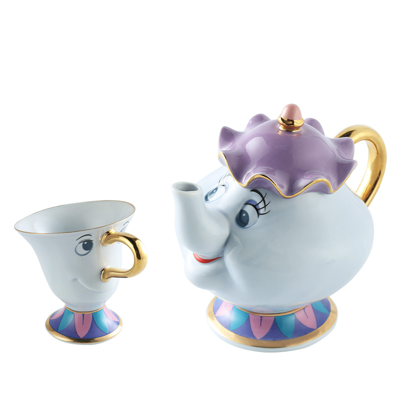 New Cartoon Beauty And The Beast Teapot Mug Mrs Potts Chip Tea Pot Cup One Set L 