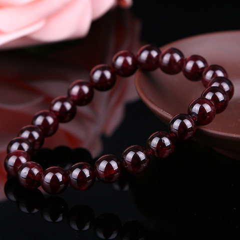 Natural Garnet Bracelet Men Bracelets for Women, 6/8/10mm Wine Red Bead Charm Bracelet Men Jewelry Brazaletes Pulseras Mujer ► Photo 1/4