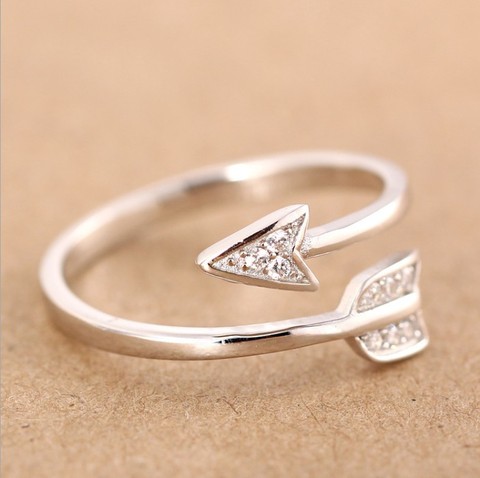 Shuangshuo 2022 New Arrival Fashion  Silver Plated Arrow crystal rings for women Adjustable Engagement ring arrow women ► Photo 1/6