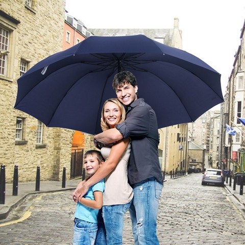 152CM Top-quality Umbrella Men Rain Woman Windproof Large Paraguas Women Sun 3 floding Big Family Umbrella Outdoor Parapluie ► Photo 1/6