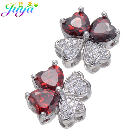 DIY BeadWork Natural Stone Perles Jewelry Making Findings Supplies Paved Zircon Red Garnet Copper Metal Heart Charm Beads ► Photo 1/6