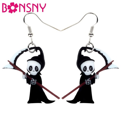 Bonsny Acrylic Halloween Anime Death Reaper Earrings Drop Dangle Fashion Punk Jewelry For Women Girls Teen Accessories Wholesale ► Photo 1/1