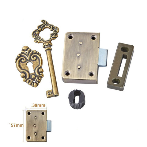 Chinese Furniture Drawer Box Locks Antique Decorative Bronze Counter Cabinet Door Lock With Key Set ► Photo 1/1