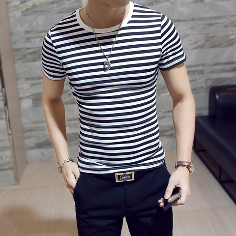 MRMT 2022 Brand New Men's  short-sleeved T-shirts for male version striped round-collar Tops  summer ► Photo 1/1