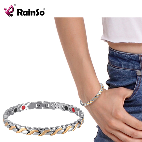 RainSo Female Charm bracelet Germanium Link Chain Health Magnetic Bracelet For Women Bio Energy Jewelry for Arthritis 2022 ► Photo 1/6