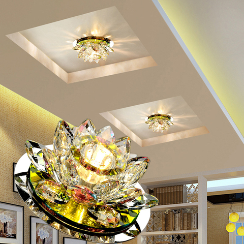 LAIMAIK Crystal LED Ceiling Light 3W AC90-260V Modern LED Crystal Lamp Aisle Light Lamp Hall Lighting Pumpkin Lotus Lights ► Photo 1/6