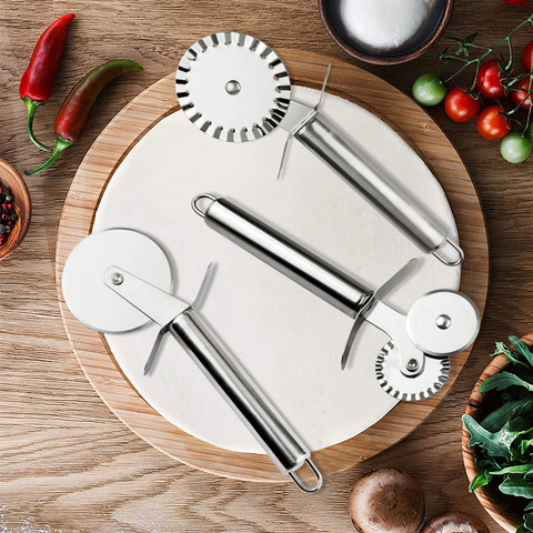 Stainless Steel  Pizza Cutter Slicer Wheel Cake Bread Pies Round Knife Pasta Dough Baking Kitchen Cooking Tool ► Photo 1/5