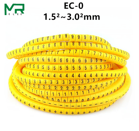 EC-0 Cable Markers Letter 0 to 9 + - X 600PCS (Each50pcs ) for wire diameter 1.5sq .mm~ 3.0 sq.mm Cable Wire Markers ► Photo 1/3