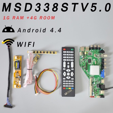1G & 4G MSD338STV5.0 Intelligent Wireless Network TV Driver Board Universal LCD Board+2 Lamp Inverter+7k Button ► Photo 1/6