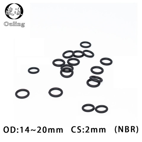 50PCS/lot Rubber Ring Black NBR Sealing O-Ring OD14/15/16/17/18/19/20*2mm Thickness O Ring Seal Gaskets Nitrile Oil Ring Washer ► Photo 1/6