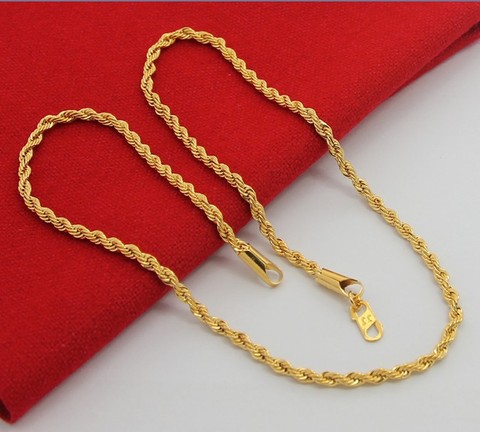 24K Pure Gold Necklace, Top Quality, Wholesale Fashion Jewelry, Gold color Necklace, Popular Chains Necklace For Men Punk Party ► Photo 1/1