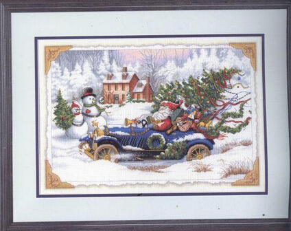 Top Quality Lovely Cute Counted Cross Stitch Kit Roadster Santa Christmas Tree Winter Snow Man Snowman DIM 08707 ► Photo 1/1