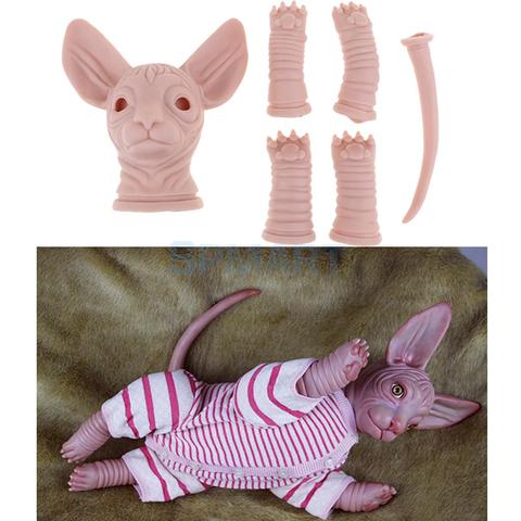 Real Touch Silicone 18inch Reborn Kits Sphynx Cat Limb Mold Realistic Cat Model Doll Unpainted DIY Handwork ► Photo 1/6