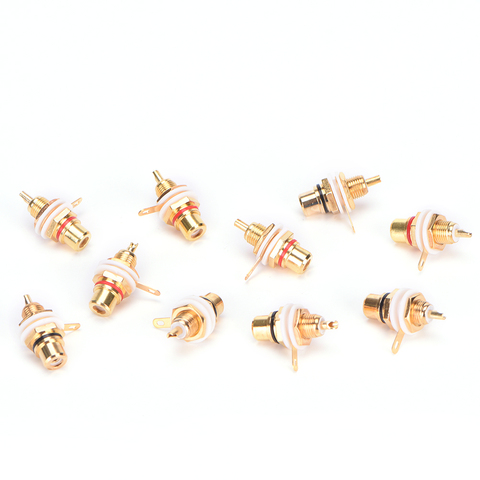 10pcs/lot Panel Mount Gold Plated RCA Female Plug Jack Audio Socket Amplifier Chassis Phono Connector With Nut Solder Cup ► Photo 1/6