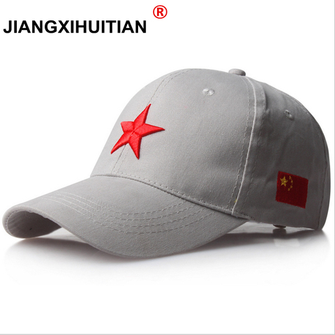 jiangxihuiyian Brands 2022 Hot 100%cotton red star baseball cap pentagram embroidery leisure hat 3color 1pcs brand new arrive ► Photo 1/6