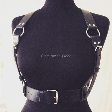 Street Style Harajuku Handmade Fashion Real Leather Women Harness Craft 3.8cm Wide Belt Body Waist Belt Straps ► Photo 1/6