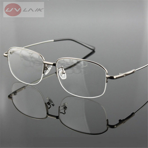 UVLAIK Memory Titanium Eyeglasses Half Alloy Frame Optical Glasses Frame Men Women Retro Half-frame Glasses Prescription Frames ► Photo 1/6