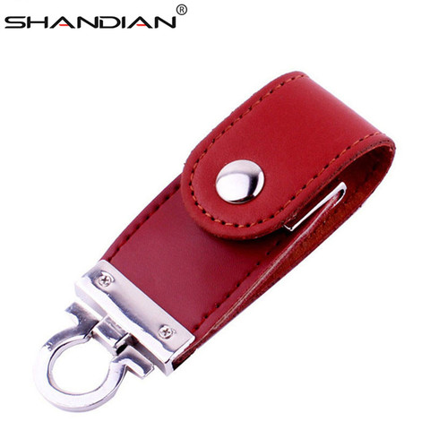 SHANDIAN Hot sell metal leather keychain pendrive usb flash drive 64gb 32GB 16gb 4GB commercial usn flash drive Memory Stick usb ► Photo 1/6