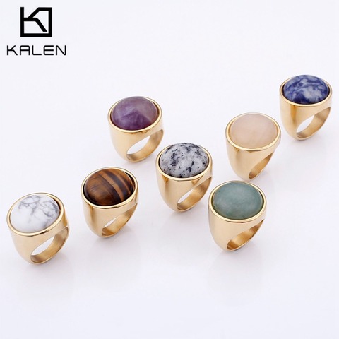 KALEN Crystal Rings Lady Fashion Big Marble Color Stone Rings Women Size 6-9 Antique Color & Gold Wedding Rings Party Jewelry ► Photo 1/6