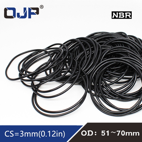 10PCS/lot Rubber Ring Black NBR Sealing O-Ring OD51/54/55/56/57/58/60/65/68/70*3mm O Ring Seal Nitrile Gaskets Oil Rings Washer ► Photo 1/6