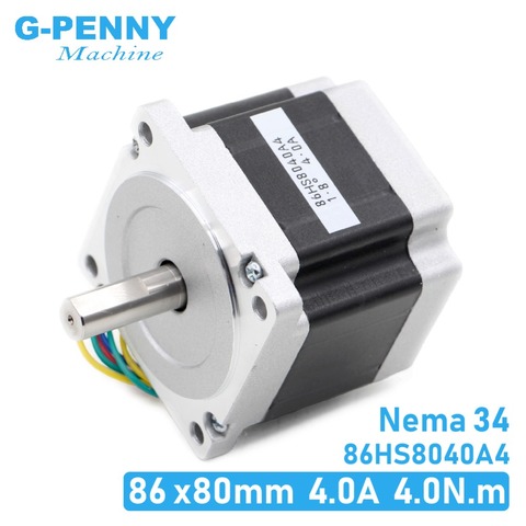 NEMA 34 CNC stepper motor 86x80mm 4.2N.m 4A D=14mm Nema34 stepping motor 570Oz-in for CNC engraving machine and 3D printer! ► Photo 1/6