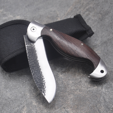 8.2'' Damascus tactical folding knife Color + wood handle Duanda blade camping survival Pocket knives outdoor hunting Tools EDC ► Photo 1/6