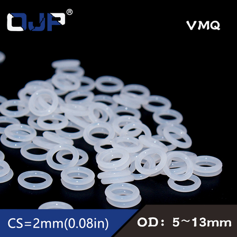 10PCS/lot White Silicon Ring Silicone/VMQ O ring OD5/6/7/8/9/10/11/12/13/14*2mm Thickness O-Ring Seal Rubber Gaskets Ring Washer ► Photo 1/6