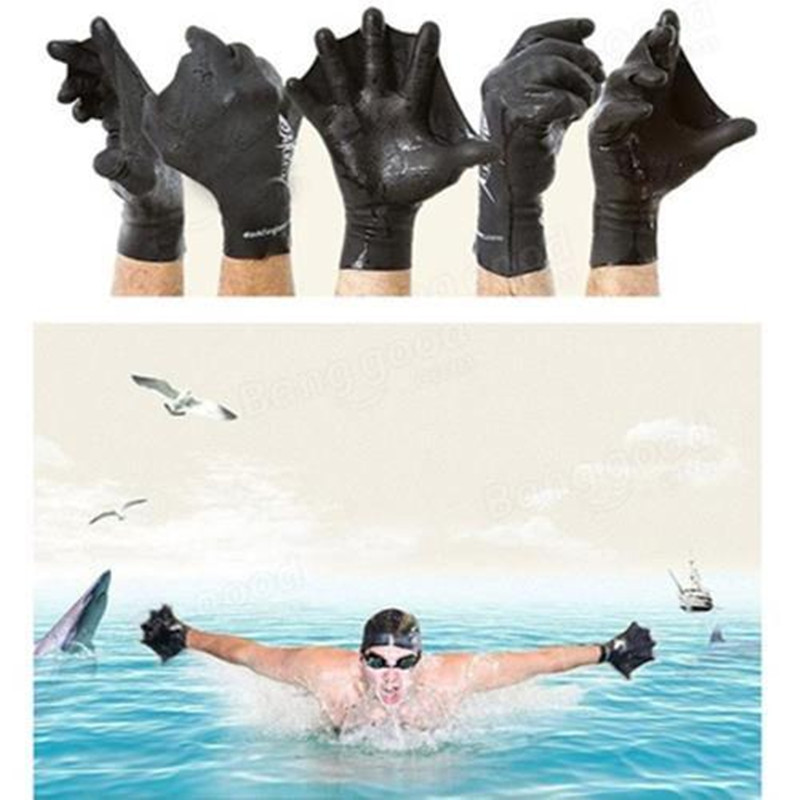 1 Pair Adult Men Silicone Swimming Fins Flippers Frog Hand Swim Webbed Glove#^ 