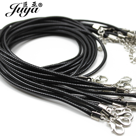 Jewelry Making 10PCS Genuine Leather Cord Chains 2mm Diameter Adjustable Braided 45cm Rope Lobster Clasp String DIY Necklace ► Photo 1/6