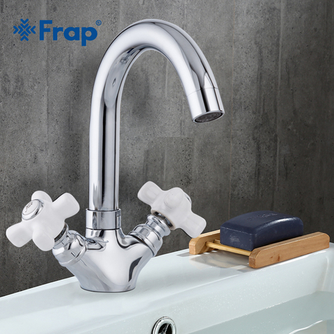 Frap Double Handle Basin Mixer Chrome Brass Washbasin Faucet Bathroom Faucet Double Handle Tap Hot and Cold Mixer Torneira F1318 ► Photo 1/6