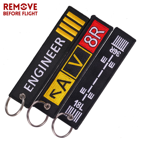 3PCS/LOT Remove Before Flight Embroidery Letter Motorcycles Key Chain and Jacket Engineer Aviation Gifts Tag Luggage chaveiro de ► Photo 1/6