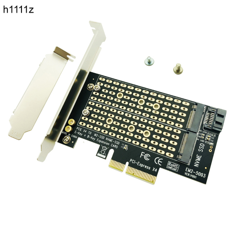 M.2 NVMe SSD NGFF TO PCIE X4 Adapter M Key B Key Dual Interface Card Support PCI Express 3.0 2230 2242 2260 2280 Size M2 SSD NEW ► Photo 1/6