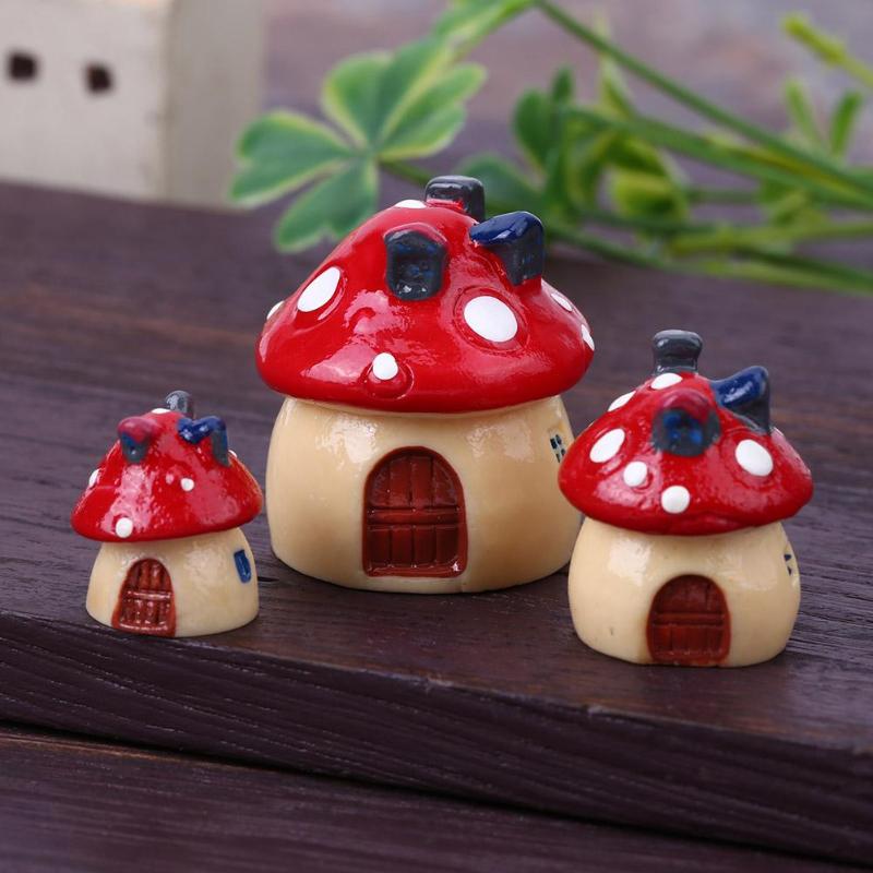 Artificial Mini Mushroom Miniature Figurines Potted Plants Decor Stakes Crafts