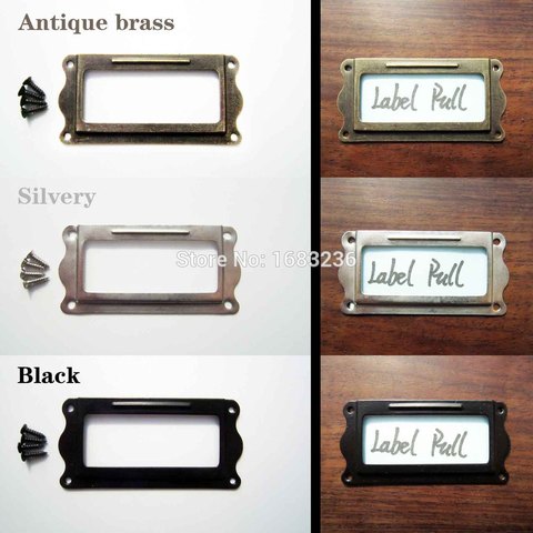12pcs Decorative Furniture Cabinet Drawer Box Case Iron Metal Tag Label Pull Frame Handle File Name Card Holder ► Photo 1/5