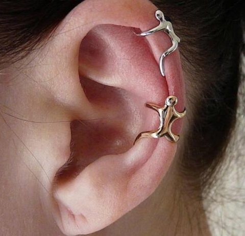 UK Hot Silver Color Gold Earrings Ear clip Climbing Man Naked Climber Ear Cuff Helix Ear clip Cartilage Earrings ► Photo 1/6