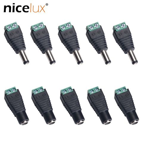 DC5.5x2.1mm Female Male DC Power Jack Connector Crimp Terminal Block Plug Adapter for 2pin 5050 3528 LED Strip CCTV Camera Wire ► Photo 1/6