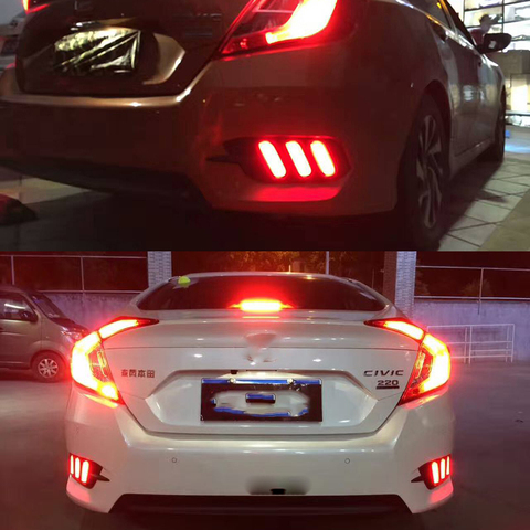 1Pair For Honda Civic 2016 2017 2022 LED DRL Rear Bumper tail light fog lamp Brake Lights Signal lamp DRL reflector ► Photo 1/6