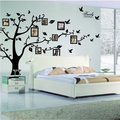 Free Shipping:Large 200*250Cm/79*99in Black 3D DIY Photo Tree PVC Wall Decals/Adhesive Family Wall Stickers Mural Art Home Decor ► Photo 1/6