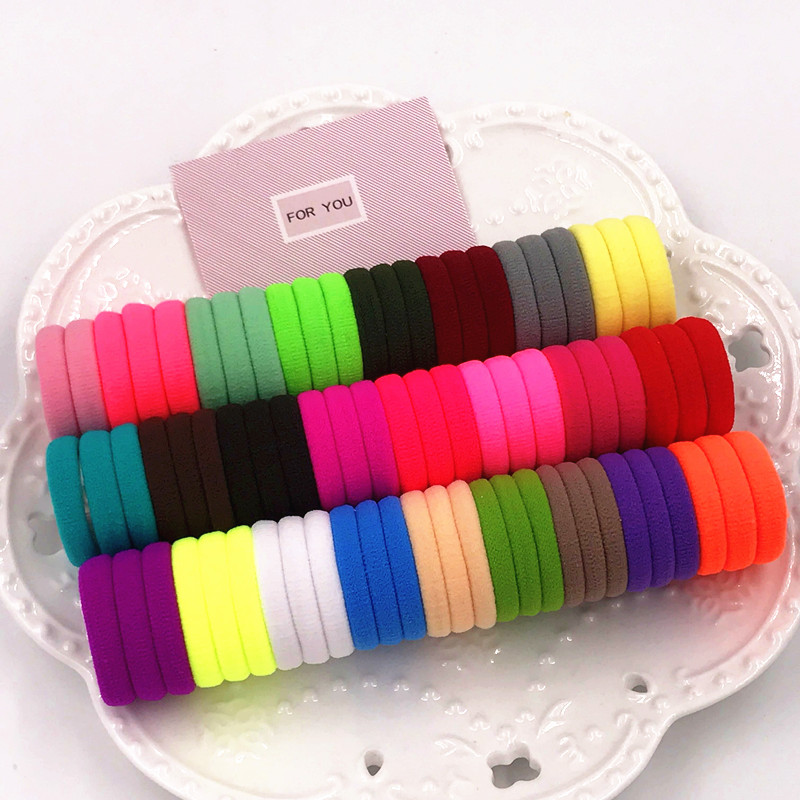 50Pcs Candy Color Hair Holders Elastic Rubber Bands Women Girls Hair Accessories 