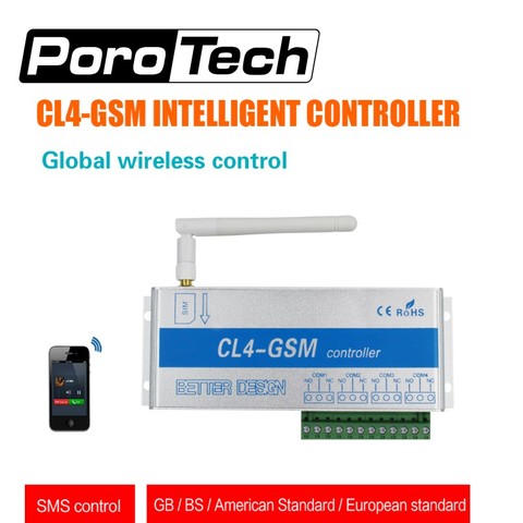 free ship CL4-GSM GSM SMS Controller Home Burglar Security Wireless Remote control Switch GSM Receiver 4 Relay for gate openers  ► Photo 1/1
